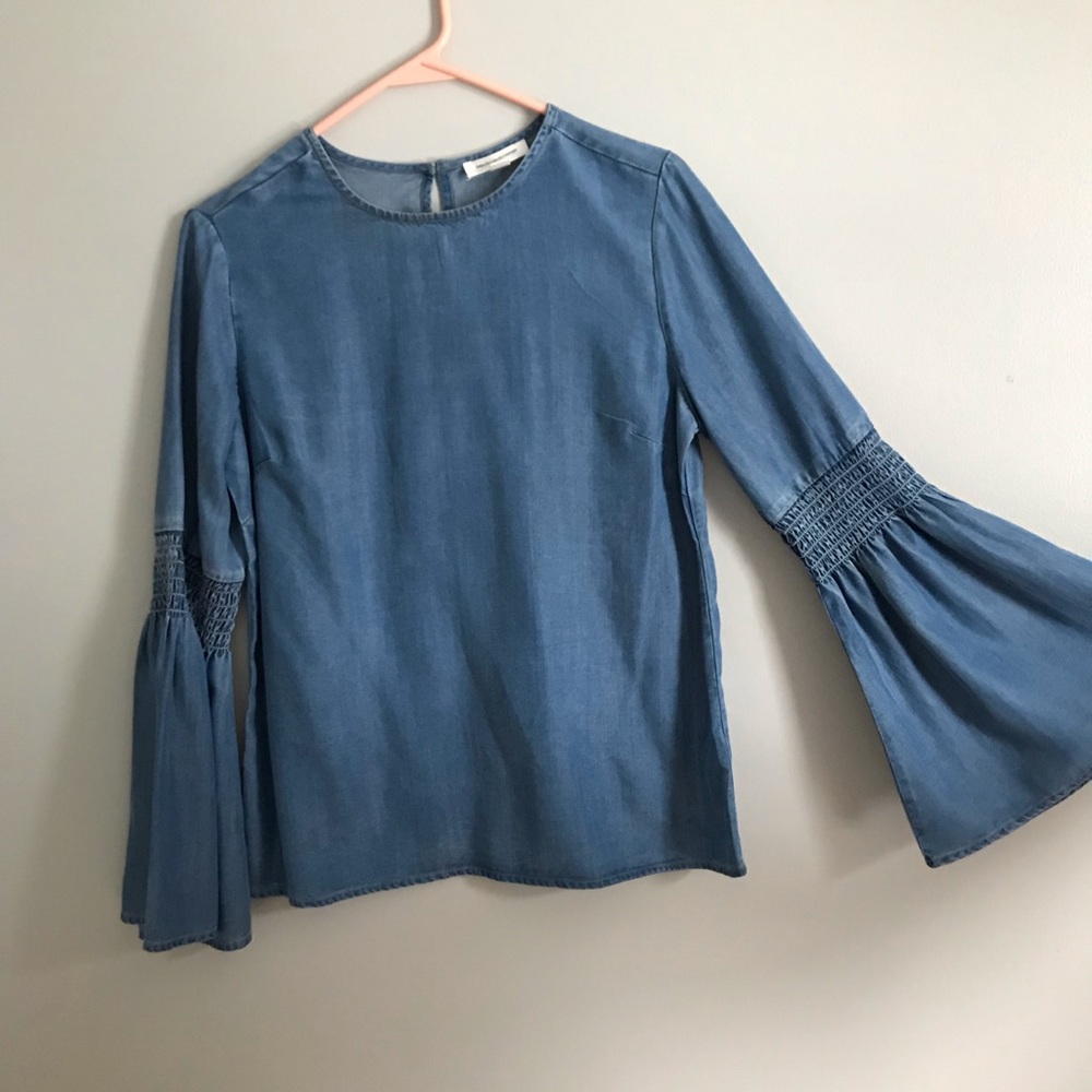 Bell sleeve denim top